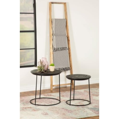 Coaster Loannis 2-piece Round Nesting Table Matte Black