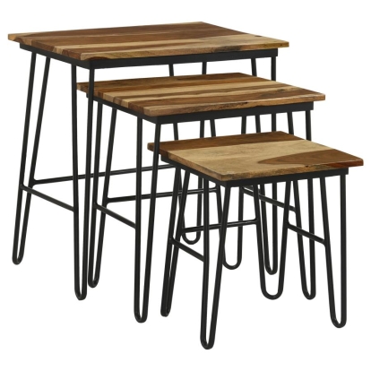 Coaster Nayeli 3-piece Nesting Table with Hairpin Legs Natural and Black Model 935981