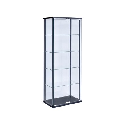 Coaster Delphinium 5-shelf Glass Curio Cabinet Black and Clear