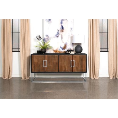 Coaster Borman 4-door Wooden Accent Cabinet Walnut and Black