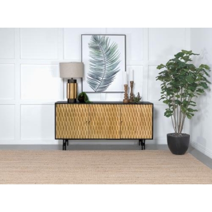 Coaster Aminah 3-door Wooden Accent Cabinet Natural and Black