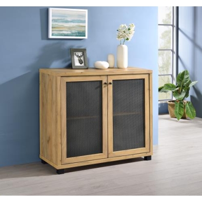 Coaster Mchale Accent Cabinet with Two Mesh Doors Golden Oak