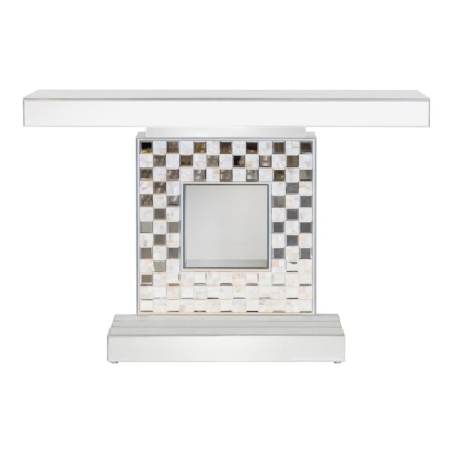 Coaster Checkerboard Square Base Console Table Silver Model 953242