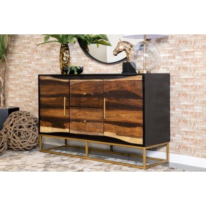 Coaster Zara 2-drawer Accent Cabinet Black Walnut and Gold