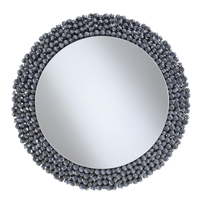 Coaster Claudette Round Wall Mirror with Textural Frame Grey Model 960077