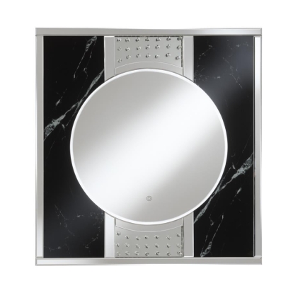 Coaster Carter Square LED Wall Mirror Silver and Black Model 963480