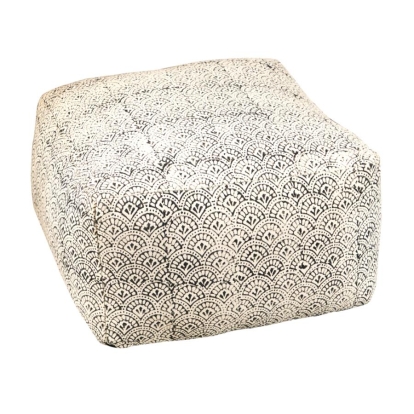 Coaster Landry Square Upholstered Floor Pouf Cream and Black Model 991008