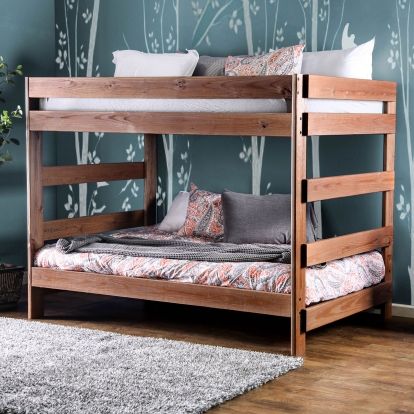 Arlette Rustic Mahogany F/F Bunk Bed with 2 Slat Kits (*Mattress Ready) Model AM-BK200-BED-SLAT by Furniture of America