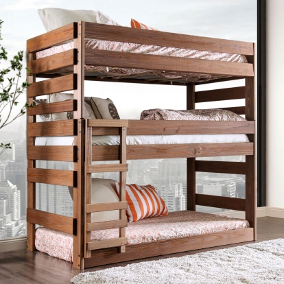 Pollyanna Rustic Mahogany T/T/T Bed with 3 Slat Kits (*Mattress Ready) Model AM-BK500-BED-SLAT by Furniture of America