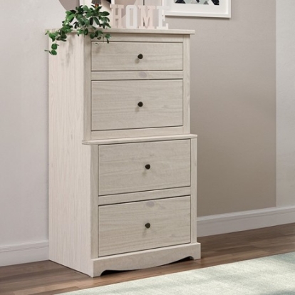 Furniture of America Stavros Rustic Solid with Wood White Chest Model AM7002WH-C