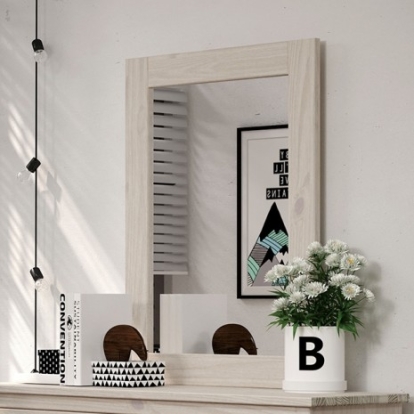 Furniture of America Stavros Rustic Solid with Wood White Mirror Model AM7002WH-M