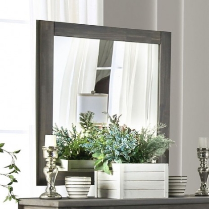 Furniture of America Rockwall Rustic Pine with Wood Weathered Gray Mirror Model AM7973M