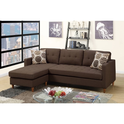 Poundex Reversible Sectional Set With 2 Accent Pillows Model F7086