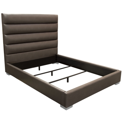 Diamond Sofa BARDOTQUBEDEG Bardot Channel Tufted Queen Bed Elephant Grey Leatherette