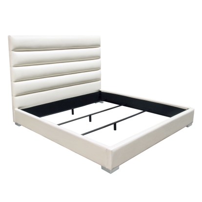 Diamond Sofa BARDOTQUBEDWH Bardot Channel Tufted Queen Bed White Leatherette