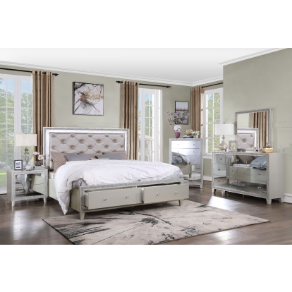 ACME Sliverfluff EK Bed With Led & Storage Model BD00241EK