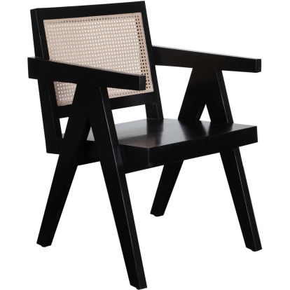 Diamond Sofa CARTERCHBL Carter Dining Chair Black Finish Wood Natural Cane