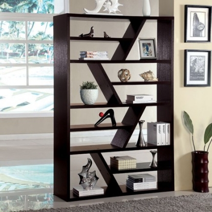 Furniture of America Kamloo Contemporary Solid with Wood Espresso Display Shelf Model CM-AC118
