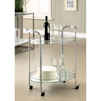 Loule Chrome Serving Cart Model CM-AC228 by Furniture of America