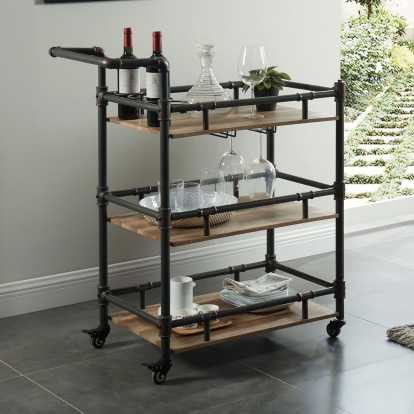 Aylmer Antique Black/Oak Serving Cart Model CM-AC246 by Furniture of America