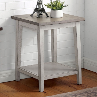 Banjar Antique White/Antique Warm Gray Side Table Model CM-AC361GY by Furniture of America
