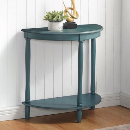 Furniture of America Menton Transitional Solid with Wood Veneer Antique Teal Side Table Model CM-AC362GR