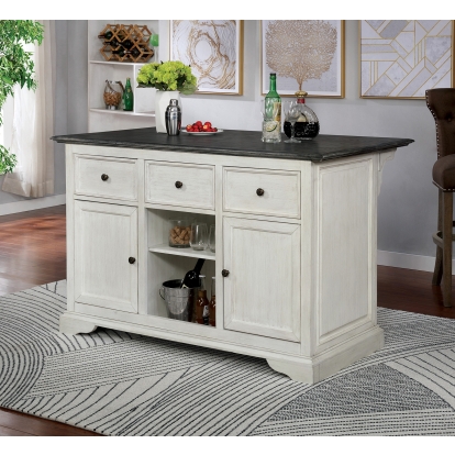 Scobey White/Antique Gray Kitchen Island Model CM-AC566GY-SET by Furniture of America