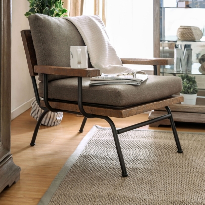 Santiago Light Brown/Dark Oak Accent Chair Model CM-AC6077 by Furniture of America