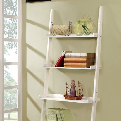 Furniture Of America Sion Transitional Solid Wood, Wood Veneer, Others White Ladder Shelf | CM-AC6213WH