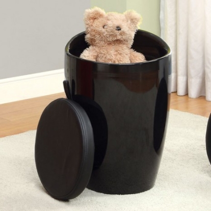 Furniture of America Rolla Novelty Lacquer Black Storage Stool Model CM-AC6228BK