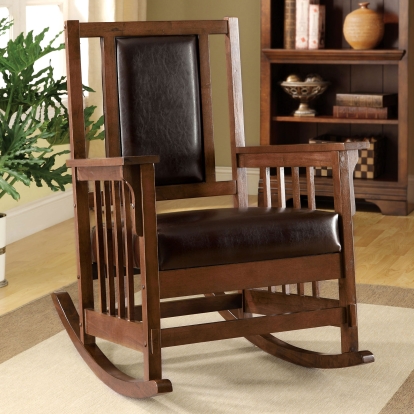 Apple Valley Espresso/Walnut Rocking Chair Model CM-AC6580-PU by Furniture of America