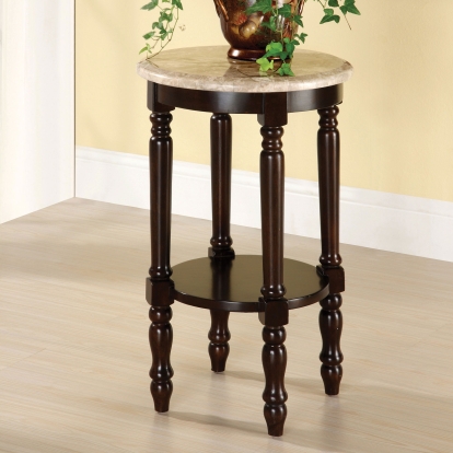 Santa Clarita Dark Cherry/Ivory Round Stand Model CM-AC788 by Furniture of America