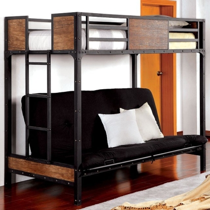 Clapton Black Twin Bed with Futon Base Model CM-BK029TS by Furniture of America