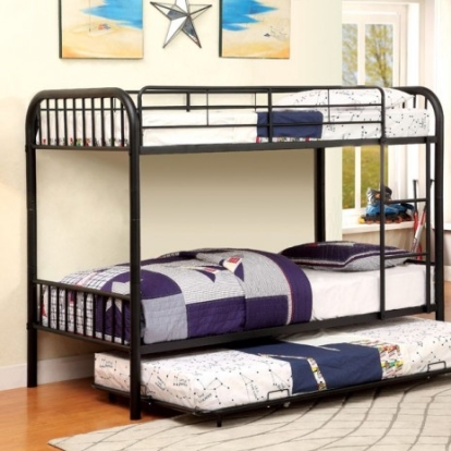 Furniture of America Rainbow Contemporary Metal Black Twin-Twin Bunk Bed Model CM-BK1035BK