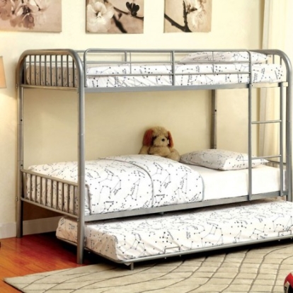 Furniture of America Rainbow Contemporary Metal Silver Twin-Twin Bunk Bed Model CM-BK1035SV