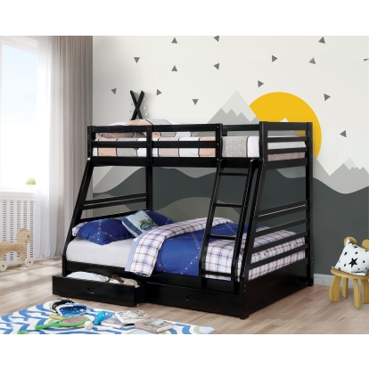 California Black Twin/Full Bunk Bed Model CM-BK588BK-BED by Furniture of America