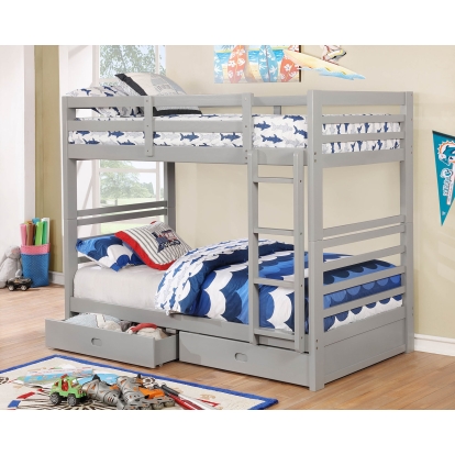 California Gray Twin/Twin Bunk Bed Model CM-BK588T-GY-BED by Furniture of America