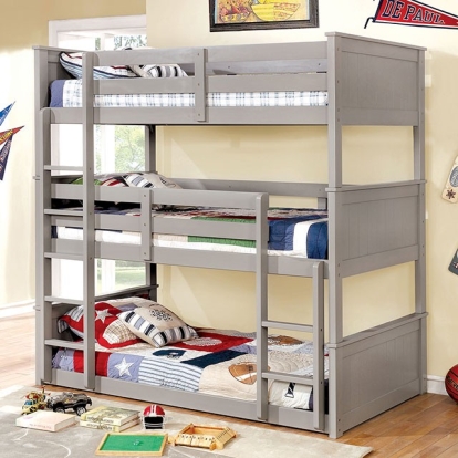 Therese Gray Twin Triple Decker Bed Model CM-BK628GY-T-BED by Furniture of America