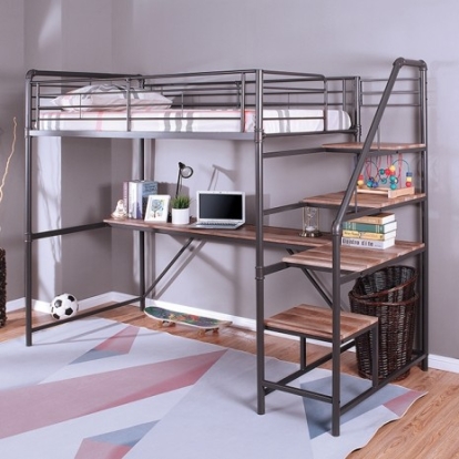 Furniture Of America Rowley Industrial Paper Veneer, Others Sand Black/Natural Twin Bed/Workstation | CM-BK657-BED