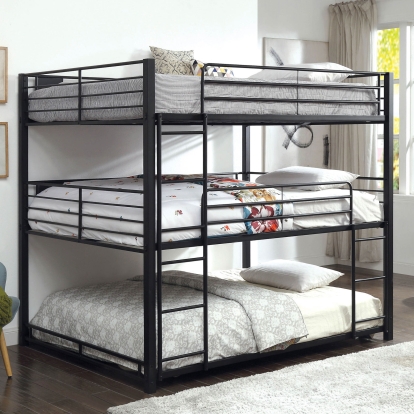 Olga Sand Black Queen Triple Decker Bed Model CM-BK917Q-BED by Furniture of America