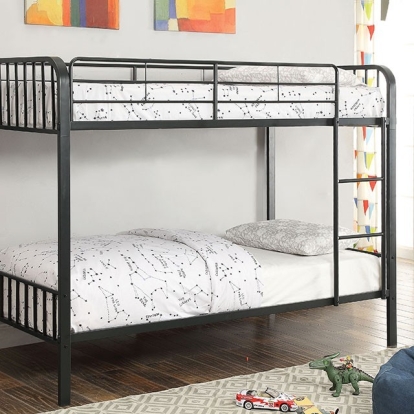Furniture of America Clement Contemporary Metal Black Bunk Bed Model CM-BK928-Twin-Twin Bunk Bed