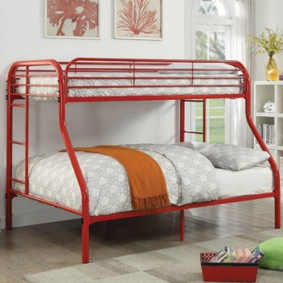 Furniture of America Opal Contemporary Metal Red Twin-Full Bunk Bed Model CM-BK931RD-TF