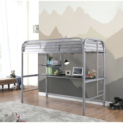 Opal Silver Twin Loft Bed Model CM-BK938SV by Furniture of America