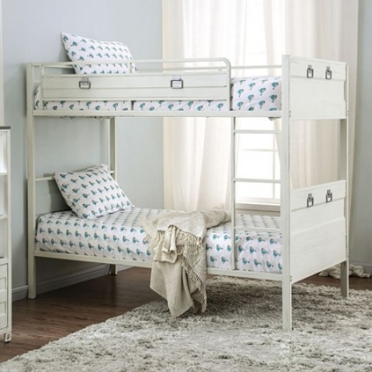 Furniture of America Mccredmond Industrial Metal White Twin-Twin Bunk Bed Model CM-BK959WH-BED