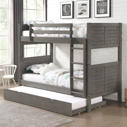 Hoople Antique Gray Twin/Twin Bunk Bed with Trundle Model CM-BK963T-GY-BED-TR by Furniture of America