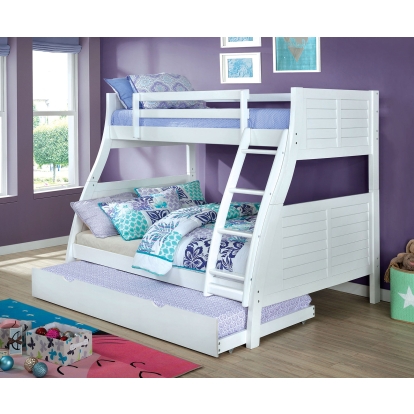 Hoople White Twin/full Bunk Bed with Trundle Model CM-BK963WH-BED-TR by Furniture of America