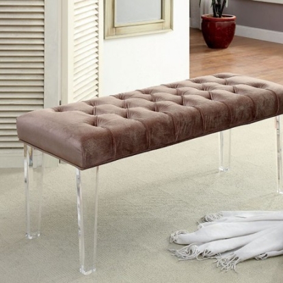 Furniture Of America Mahony Contemporary Flannelette Brown Bench | CM-BN6202BR