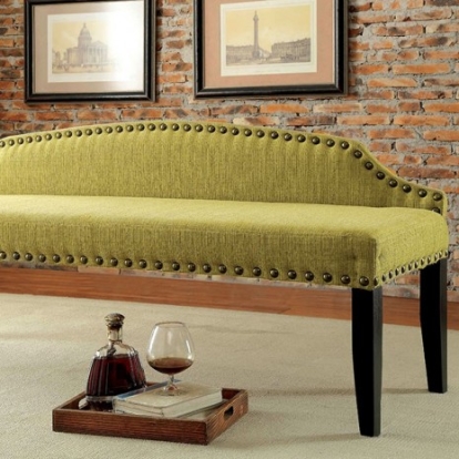 Furniture Of America Hasselt Contemporary Linen-Like Green Bench | CM-BN6880GR-L