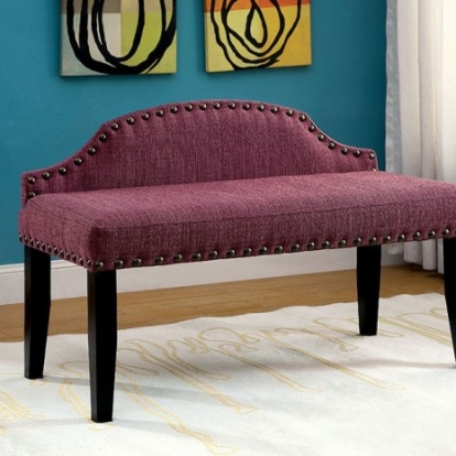 Furniture Of America Hasselt Contemporary Linen-Like Purple Bench | CM-BN6880PR-S
