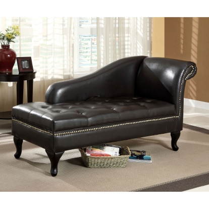 Lakeport Black Storage Chaise Model CM-BN6893 by Furniture of America